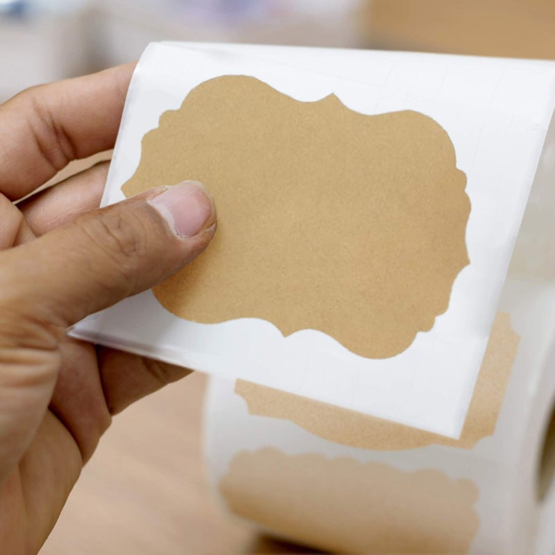 Simply Sticky Scalloped Kraft Paper Labels - Brown Stickers 2x3 (Roll of 100) Gift Tags - Image 3